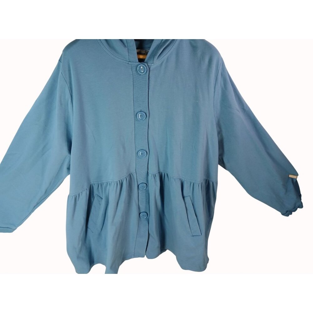 All American Comfort Womens Blue Button Front Jacket Pockets Size 3X Plus - Picture 5 of 11